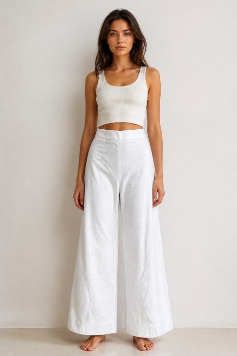 Banana Republic Pants - Banana Republic White Wide-Leg Cropped Pants S